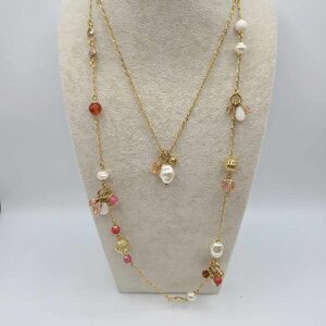 Talbots Gold and Pink Multi-Strand Necklace